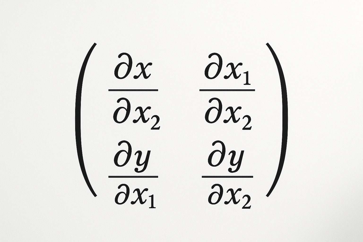 Jacobian matrix 2x2 example with a nonlinear function plotted